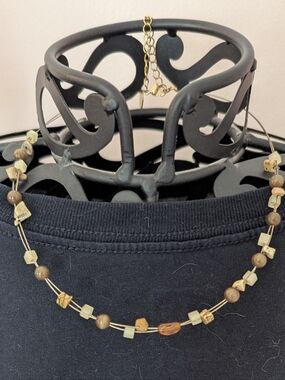 Lia Sophia Retired Boho Illusion Necklace Tigers Eye Jasper GoldTone + FREE GIFT